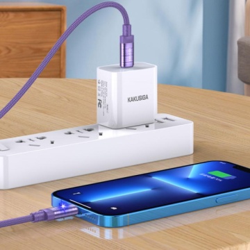 Kaku KSC-972 - Cablu Date si Incarcare, USB la Lightning, 3A, Smart On-Off, Braided, 1m, Violet - Img 4