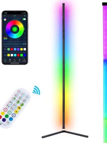 Lampa LED de colt inteligenta Smartix, Aplicatie, Telecomanda, 140 cm, Lumina LED de joc inteligenta, Cronometru cu sincronizare muzicala, Modul de culoare DIY, Negru - Img 1