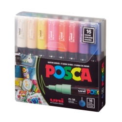 M1477 - Marker UNI Posca pc-1m, Varf rotund, 0.7mm, Set 16 culori - Img 1