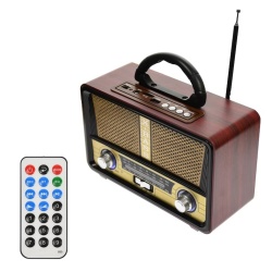 Meier M112 - Radio MP3 Retro Portabil, Bluetooth, SD/USB-A, Telecomandă, Baterie Reîncărcabilă, Maro – - Img 1