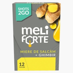 Meliforte S1 – Miere de salcam cu Ghimbir 12 plicuri x 10g (120g) - Img 1