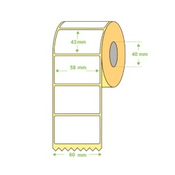Role etichete autoadezive termice Ecothermal (TH) 58x43 mm, 1000 etichete/rola, Ambalare CUTIE 20 role - Img 2