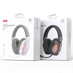 XO BE46 – Casti wireless Over Ear Gaming BT 5.3, 2 in 1 USB-C + USB-A, negru/roz - Img 1