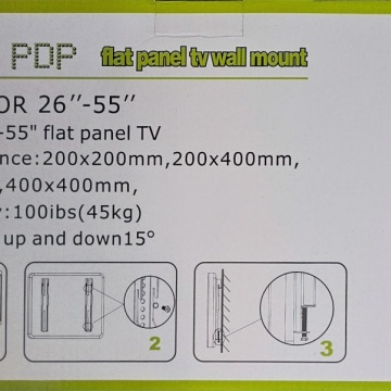 2655 - Suport TV de perete 26-55 inch cu inclinare -15 + 15 grade, Max 45kg, Vesa 200x200 - 400x400, Negru - Img 2