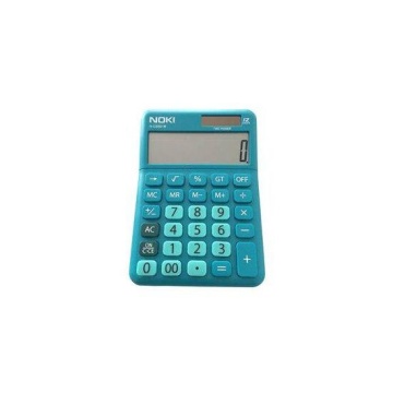 Calculator de birou Noki H-CS001M, 12 digiti, alimentare baterie + solar, ecran inclinat, Turcoaz - Img 1