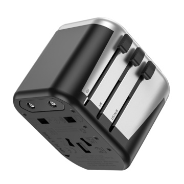 Hoco AC5 - Convertor Priza, 2xUSB-A, Adaptor Universal, EU/UK/US/AUS, Negru - Img 3