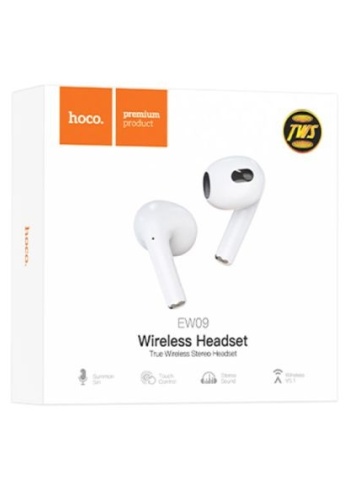 Hoco EW09 - Casti Wireless, Ear Buds, Bluetooth 5.1, Baterie120h StandBy, 300mAh, Soundman, Alb - Img 1