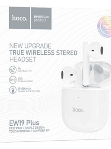 Hoco EW19 Plus - Casti Wireless, Ear Buds, Bluetooth 5.3, 180h StandBy, 300mAh, Delighted, Alb - Img 1