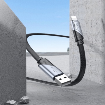 Hoco U119 - Cablu Date si Incarcare, USB la Lightning, 2.4A, Flat, 1.2m, Negru - Img 3