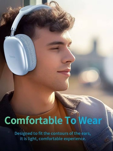 Hoco W35 AIR - Casti Wireless, Over Ear, Bluetooth 5.3, Baterie 200h StandBy, Air Triumph, Albastru - Img 2
