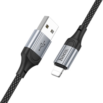 Hoco X102 - Cablu Date si Incarcare, USB la Lightning, 2.4A, Braided, 1.2m, Negru - Img 3