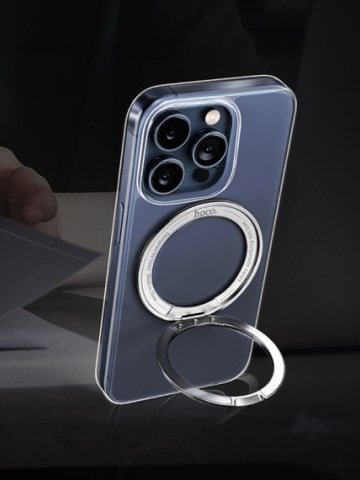 Husa Hoco AS1 - iPhone 15 Pro Max, MagSafe, Ring Stand, Frosted, Violet - Img 4