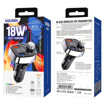 Kaku KSC-1063 - Modulator FM | BT, 18W, 2xUSB-A, QC 3.0, Functie HandsFree, Negru - Img 1