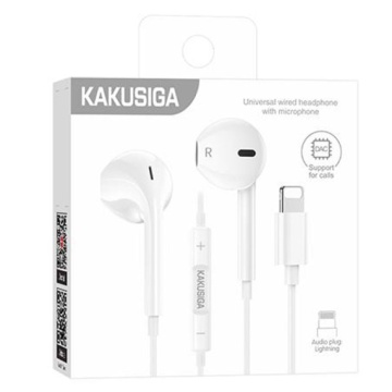 Kaku KSC-1299 - Casti cu Fir, In Ear, Lightning, 1.2m, Mic & Volume Key, Alb - Img 1