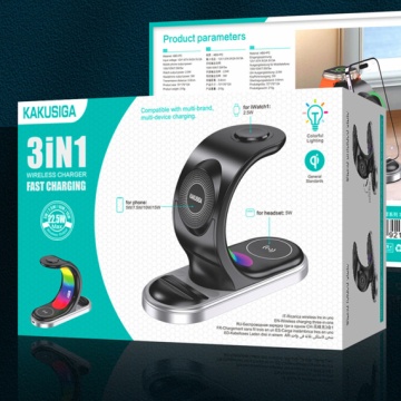 Kaku KSC-1355 - Incarcator Wireless, 15W, Qi Charging, Fast Charging, tip Stand, Negru - Img 1