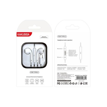 Kaku KSC-144 - Casti cu Fir, In Ear, Type-C, 1.2m, Mic & Volume Key, HiFi, Alb - Img 1