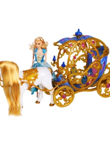 Ludini 247A - Papusa Barbie + Caleasca + Cal Zimbo FANTASY CARRIAGE, Set Premium, Sunete, Necesita baterii, Voluminos 33x17x60CM, 3+ Multicolor - Img 8