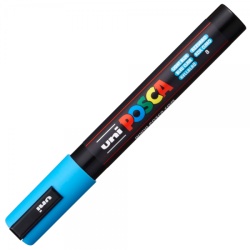 M317 - Marker UNI Posca PC-5M, varf rotund, 1.8-2.5mm, albastru deschis - Img 2