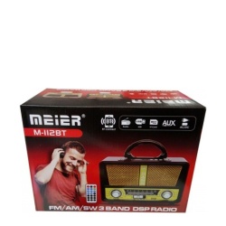 Meier M112 - Radio MP3 Retro Portabil, Bluetooth, SD/USB-A, Telecomandă, Baterie Reîncărcabilă, Maro – - Img 2
