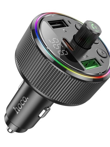 Modulator FM Hoco, 30W, 1xUSB-C, 2xUSB-A, Inteligent Balance, Ambient Light, Negru - Img 3