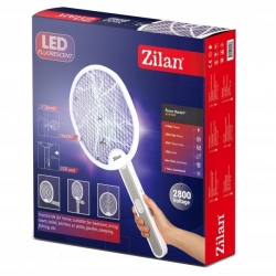 Paleta electrica anti-insecte Zilan ZLN7088, 2800V, reincarcabila, lampa LED, maner reglabil, suport inclus, alba - Img 5