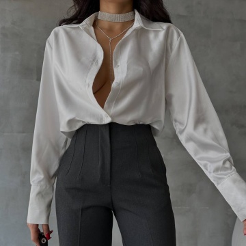 Pantaloni clasici, Talie inaltă, Croială dreapa, Fermoar, Calitate inaltă, Gri - Img 4