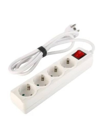 Prelungitor 4 prize cu buton 1.5M 16A, Alb 23, - Img 1