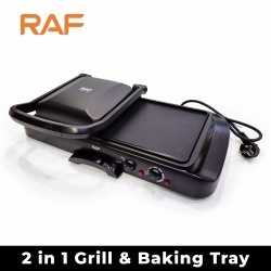 Raf R2695 – Grill si plita electrica 2 in 1, 1600W, suprafata antiaderenta, termostate independente, negru - Img 4