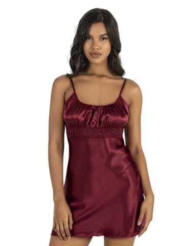 Rochie de noapte Aurora Luxe Satin, Bordo - Img 2