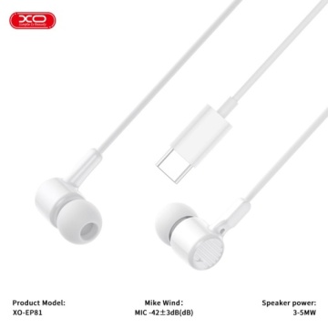 XO EP81 - Casti cu Fir, In Ear, Type-C, 1.2m cablu, Digital, Alb - Img 2