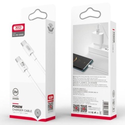 XO NB-Q190B - Cablu Date si Incarcare, USB-C, PD60W, QC3.0, 2m, Alb - Img 2