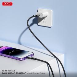 XO NB-Q264B - Cablu Date si Incarcare, USB-C, PD240W, QC3.0, 2m, Negru - Img 4