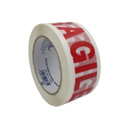B1239 - Banda adeziva 48mm x 91m FRAGIL pentru ambalare, alb - Img 1