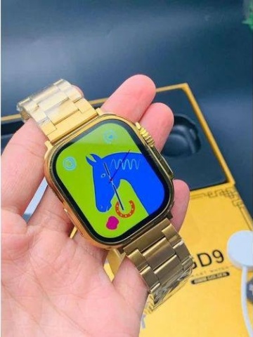 Ceas Smartwatch Ultra 2.19 IMCH 49 mm, 2 Curele incluse, Moduri multiple, Termometru, Monitorizare somn, Orange-Auriu - Img 4