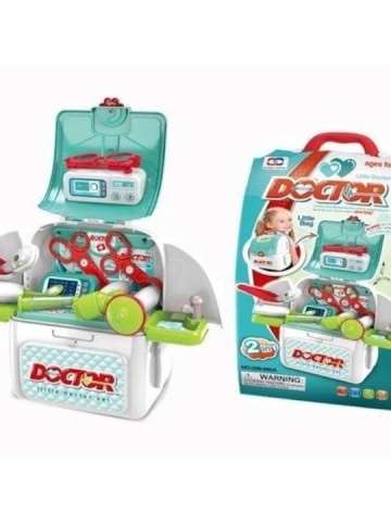 Gentuta Trusa Doctor 2 in 1 de joaca cu Banc de lucru si accesorii, 21.5x39.5x 40, Varsta 3+ Turcuaz - Img 5