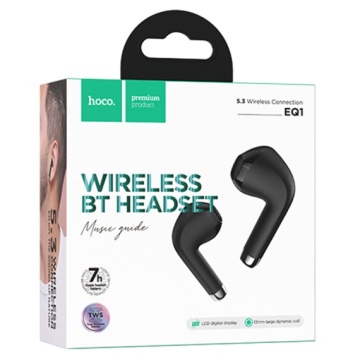 Hoco EQ1 - Casti Wireless, Ear Buds, Bluetooth 5.3, 180h StandBy, 400mAh, Display LED, MusicGuide, Negru - Img 2