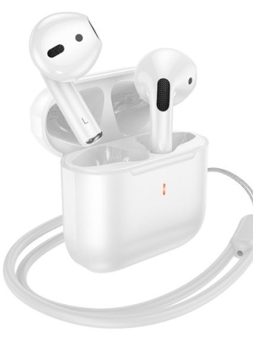 Hoco EW53 - Casti Wireless, Ear Buds, Bluetooth 5.3, Baterie 150h StandBy, 250mAh, Lanyard, Lucky, Alb - Img 2