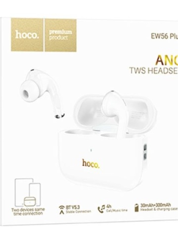 Hoco EW56 Plus - Casti Wireless, Ear Buds, Bluetooth 5.3, 150h StandBy, Baterie 300mAh, ENC Noise, Generoso, Alb - Img 1