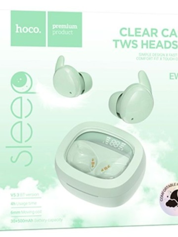 Hoco EW65- Casti Wireless, Ear Buds, Bluetooth 5.3, 180h StandBy, Noise Cancelling, 500mAh, Verde - Img 1