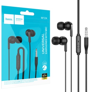 Hoco M124 - Casti cu Fir, In Ear, 3.5mm, 1.2m, Mic & Volume Key, HiFi, Negru - Img 2