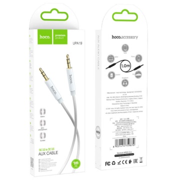 Hoco UPA19- Cablu Audio, Jack 3.5mm (M) - la Jack 3.5mm (M) - 1m, Argintiu - Img 1