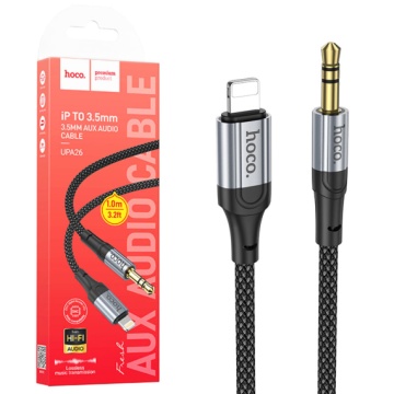 Hoco UPA26 - Cablu Audio, Lightning la Jack 3.5mm (M), 1m, Negru - Img 1