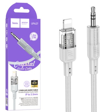 Hoco UPA27 - Cablu Audio, Lightning la Jack 3.5mm (M) - 1.2m, Gri - Img 1