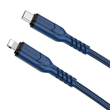 Hoco X59 - Cablu Date si Incarcare, Type-C la Lightning, PD20W, QC3.0, Braided, 1m, Albastru - Img 2