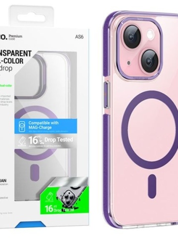 Husa Hoco AS6 - iPhone 15, MagSafe, GripEdge, Violet-Transparent - Img 3