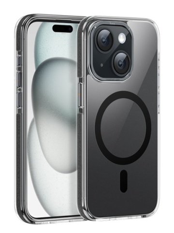 Husa Hoco AS6 - iPhone 15 Plus, MagSafe, GripEdge, Negru-Transparent - Img 3