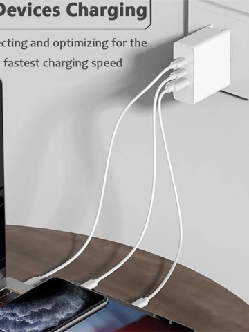 Incarcator 65W, 3 Porturi, 2x USB-C 1x USB-A, Alb - Img 4