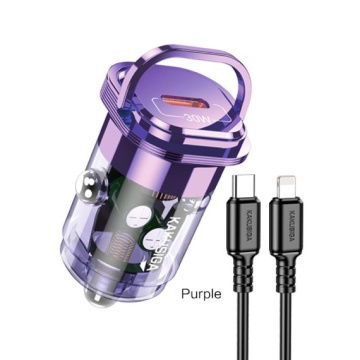 Kaku KSC-1193 - Incarcator Auto + Cablu Lightning, 1m, PD36W, 1xUSB-C, 1xUSB-A, Violet - Img 3