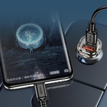 Kaku KSC-1193 - Incarcator Auto + Cablu Type-C, 1m, PD36W, 1xType-C, 1xUSB-A, Violet - Img 3