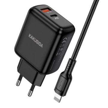 Kaku KSC-670 - Incarcator Retea + Cablu Lightning, 30W, 1xUSB-C, 1xUSB-A, PD, QC 3.0, Negru - Img 2